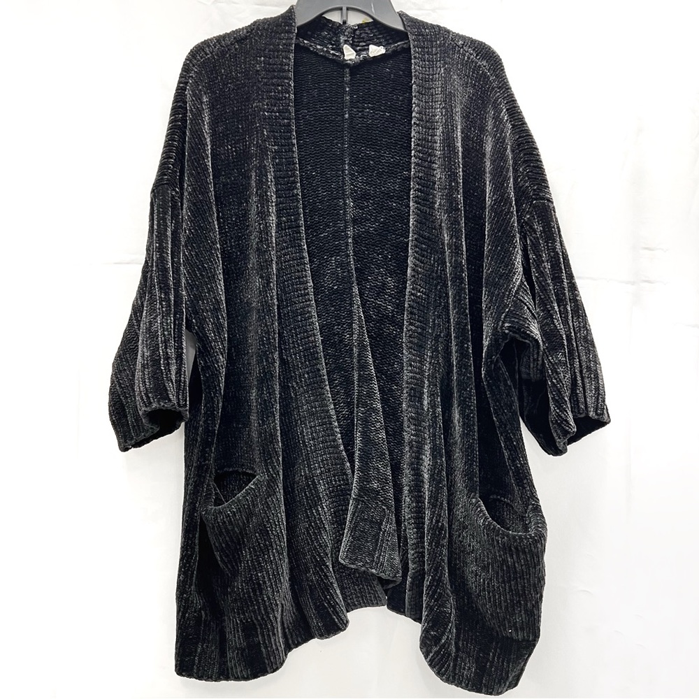 Anthro- Moth Knit Cottagecore Slouch Open Cardigan Duster in Black Sz Small